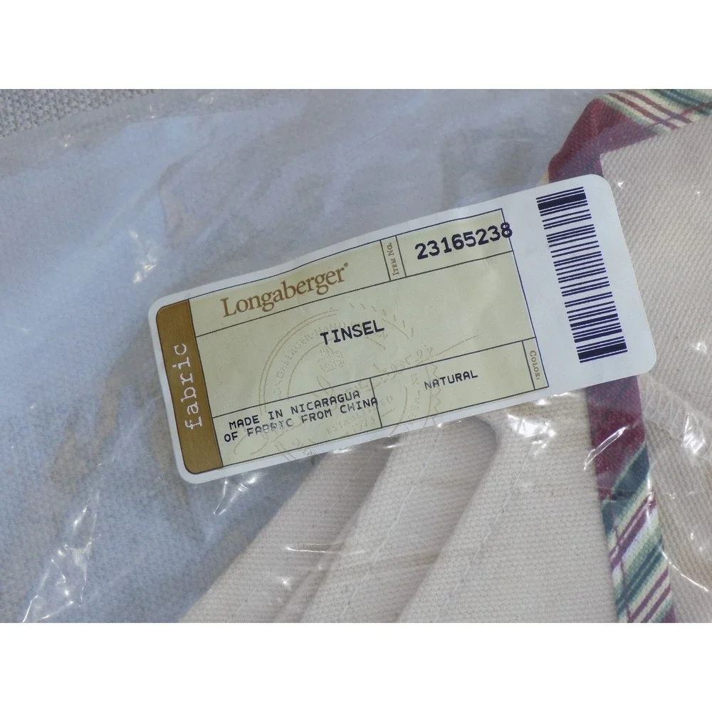 Natural w/ Holiday Stripe Trim Tinsel Basket Liner Longaberger